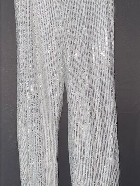 Women's Silver Sequin Stretch Pants